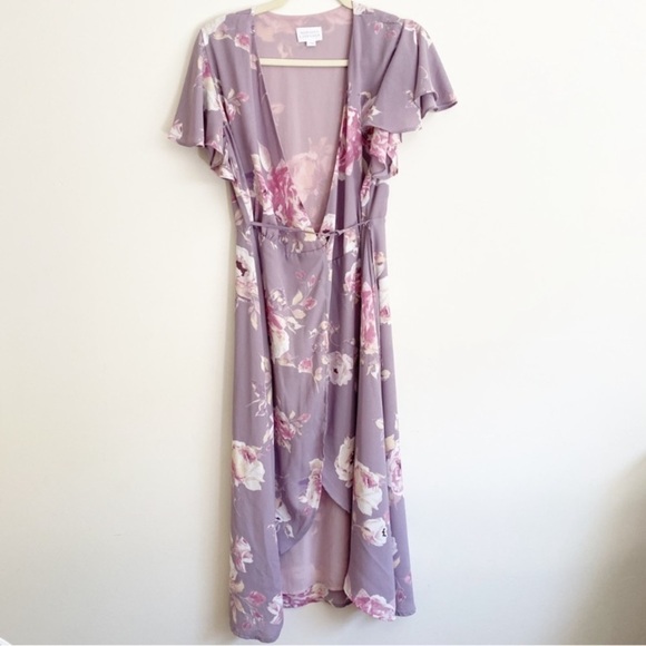 Morning Lavender Charlotte Floral‎ Wrap Dress Size XS maxi Romantic - Picture 3 of 3